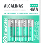 Pila Alcalina Macrotel Aa 4 Unidades Blister 1.5v