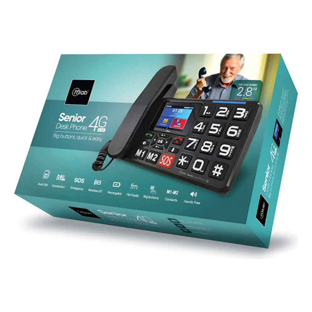 Telefono Senior Inalambrico Sobremesa 4g Sos 2.8  Mlab
