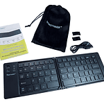Mini Teclado Bluetooth Plegable Recargable Tecmaster Negro Español Latinoamérica