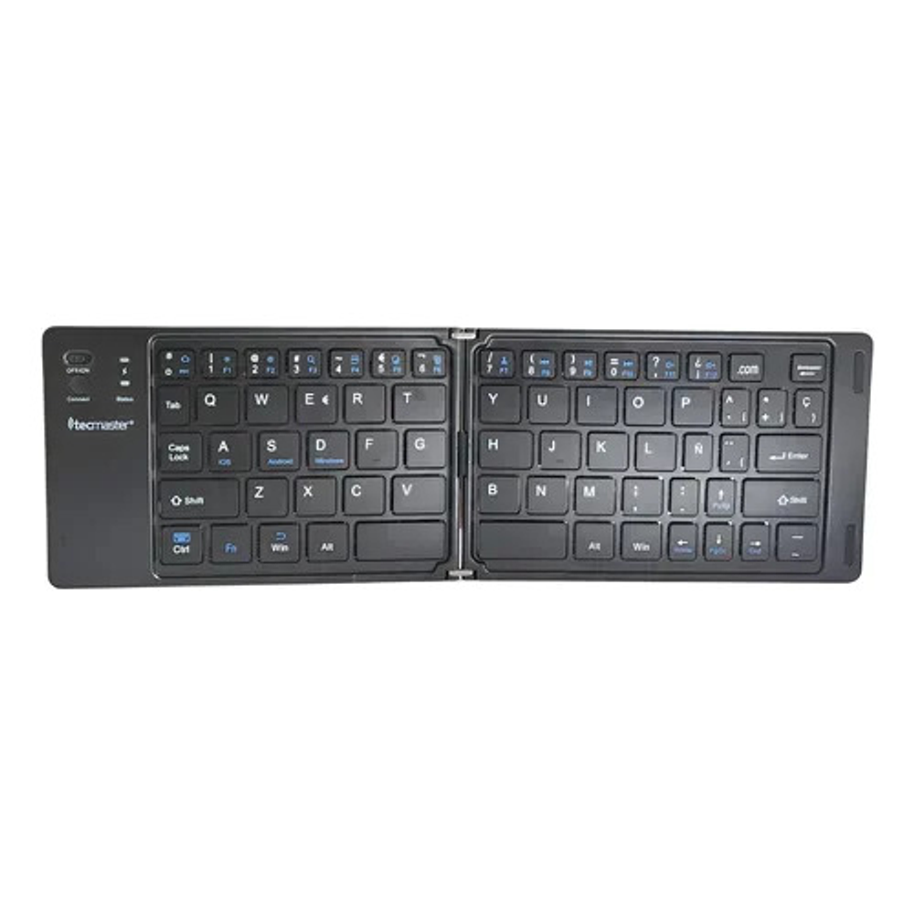 Mini Teclado Bluetooth Plegable Recargable Tecmaster Negro Español Latinoamérica