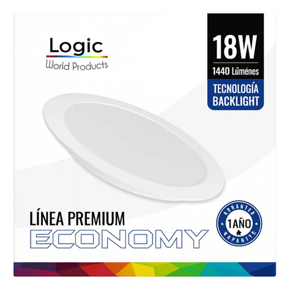 Plafón Led Embutido Circular 18w Logic 6500k 1440lm