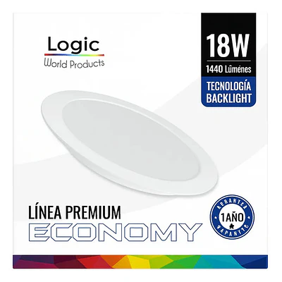 Plafón Led Embutido Circular 18w Logic 6500k 1440lm