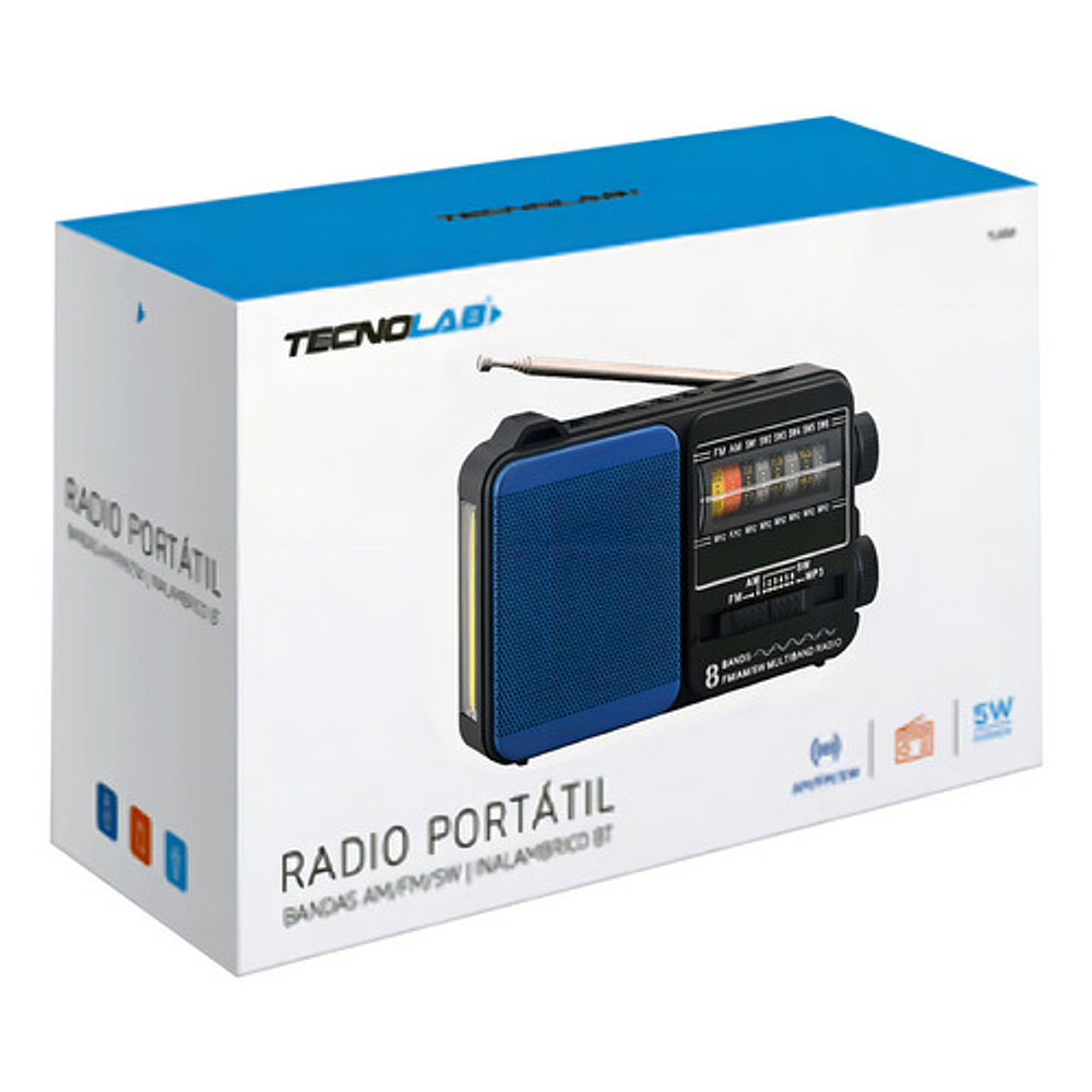 Radio Portatil 5w Recargable Usb Con Linterna Tenolab Tl652 Negro