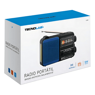 Radio Portatil 5w Recargable Usb Con Linterna Tenolab Tl652 Negro