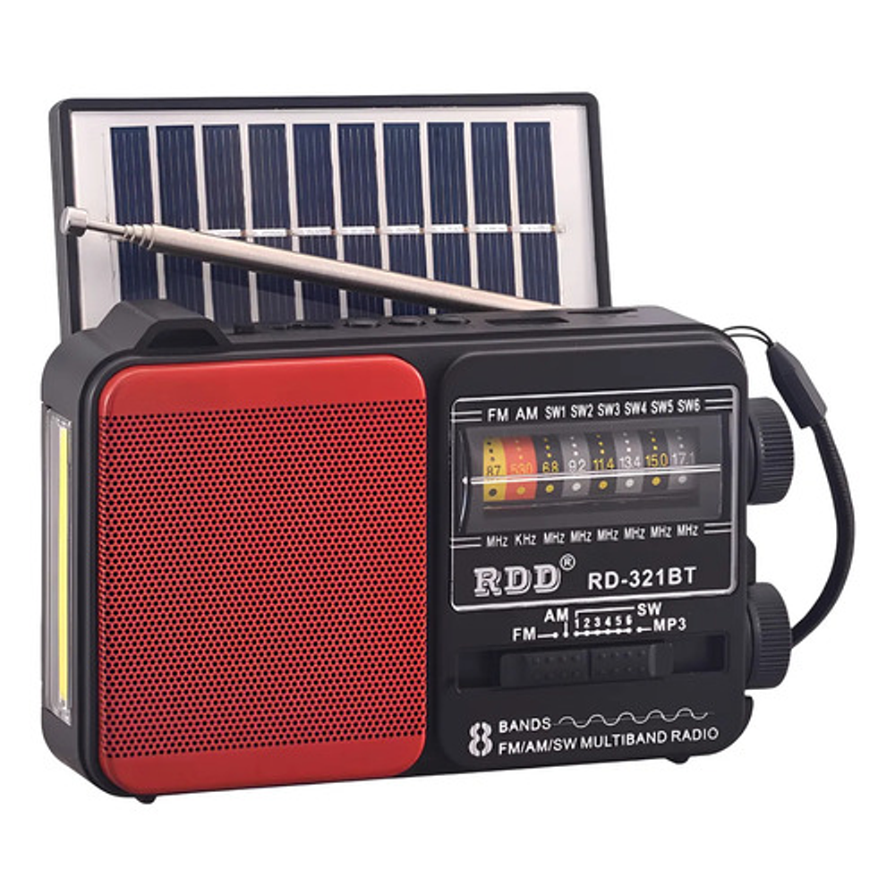 Radio Portátil Solar Am/fm/sw 15w Bluetooth Con Linterna