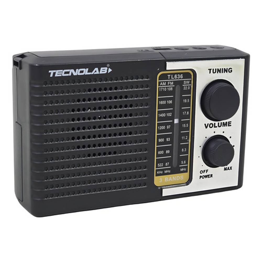 Radio Solar Recargable Tecnolab Tl636 Usb/sd Color Negro