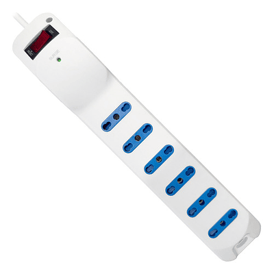 Alargador 3 Mts 6 Posiciones Con Protección Sobre Voltaje Color Blanco