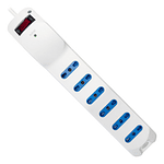 Alargador 3 Mts 6 Posiciones Con Protección Sobre Voltaje Color Blanco