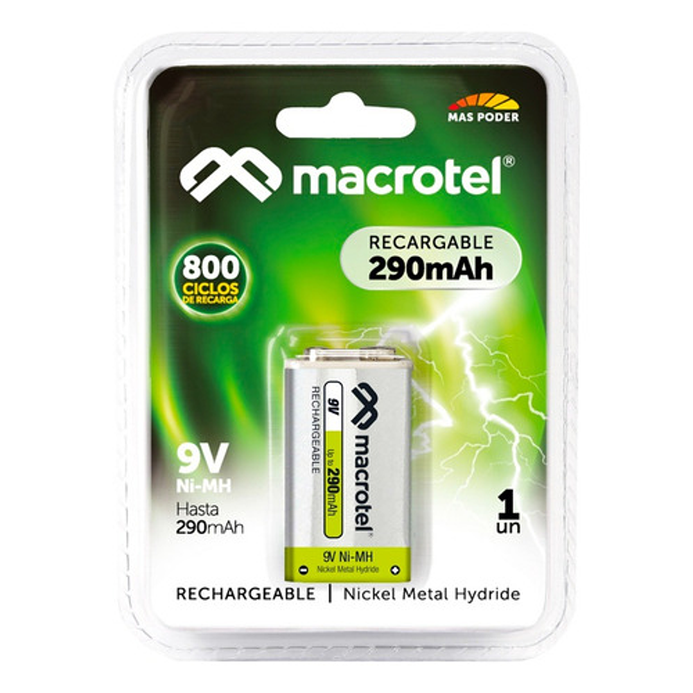 Bateria Recargable 9v 290 Mah Macrotel