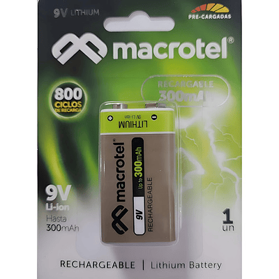 Pack 2 Baterías - Pilas Recargable 9v