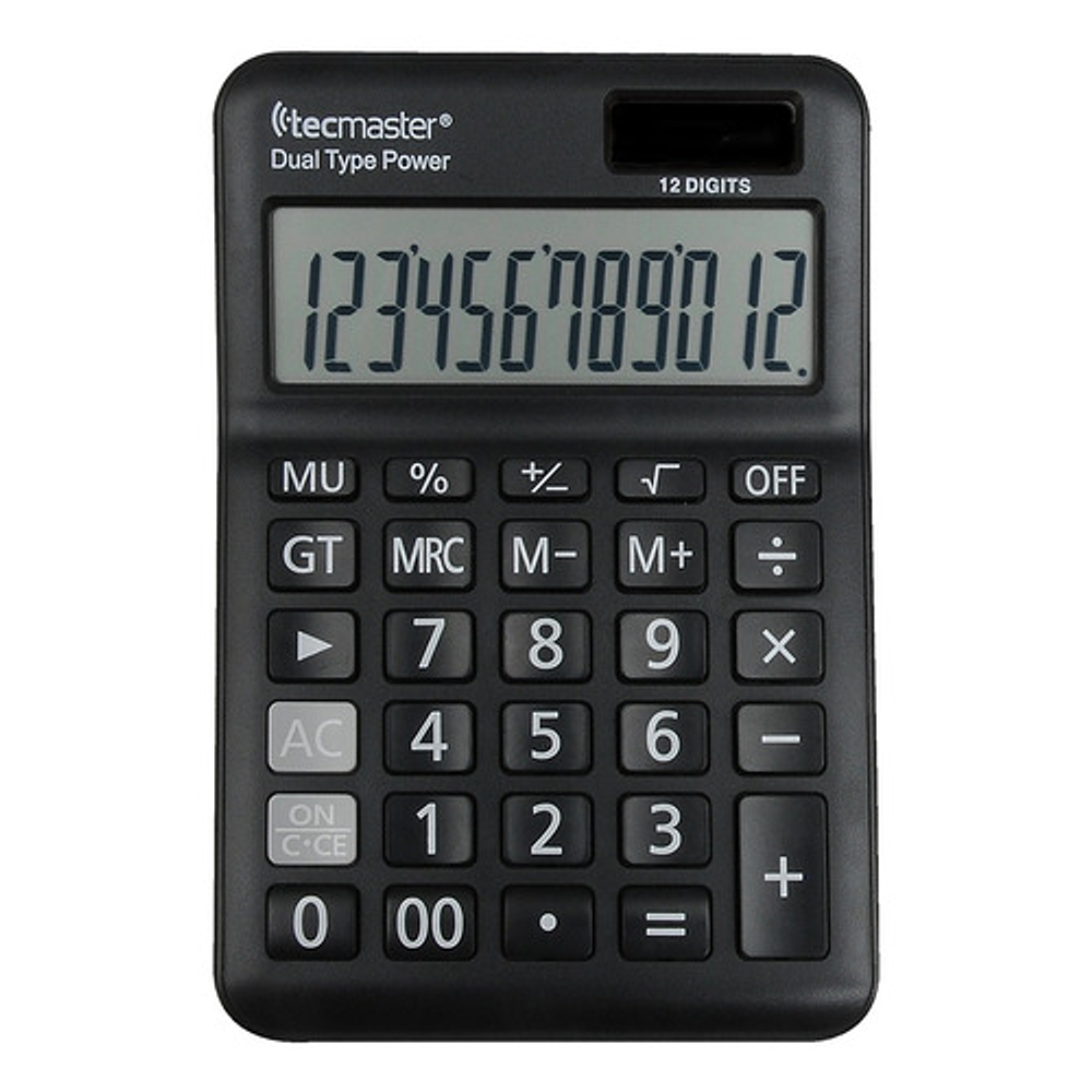Calculadora Digital Escritorio Con Panel Solar Tecmaster Color Negro