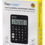 Calculadora Digital Escritorio Con Panel Solar Tecmaster Color Negro