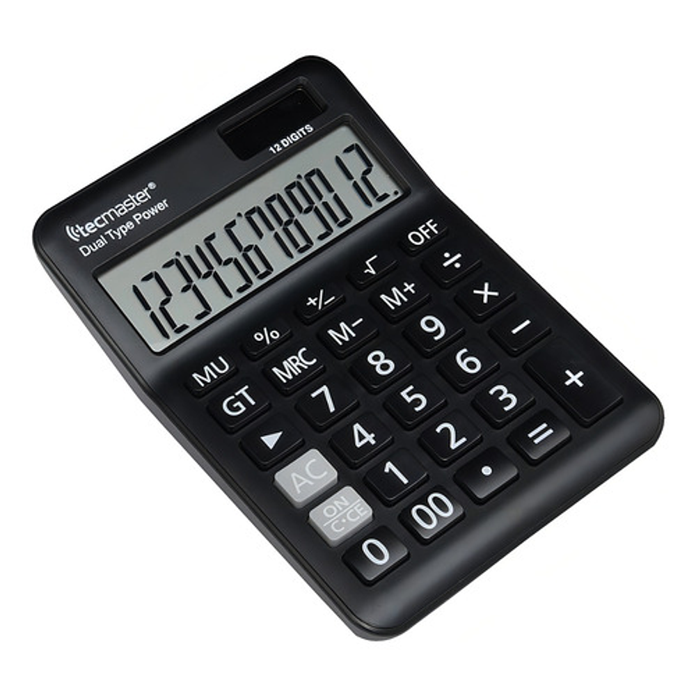 Calculadora Digital Escritorio Con Panel Solar Tecmaster Color Negro