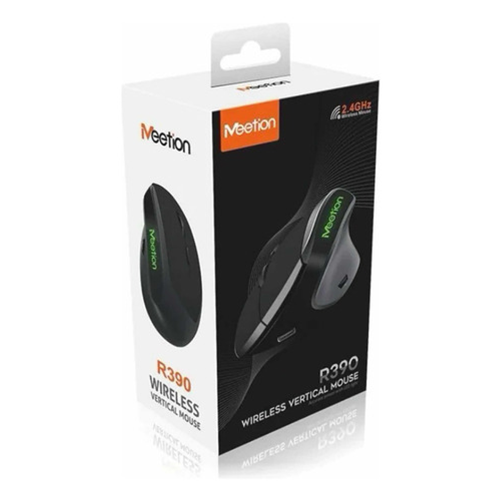 Mouse Meetion R390 Vertical Ergonómico Inalámbrico Color Negro