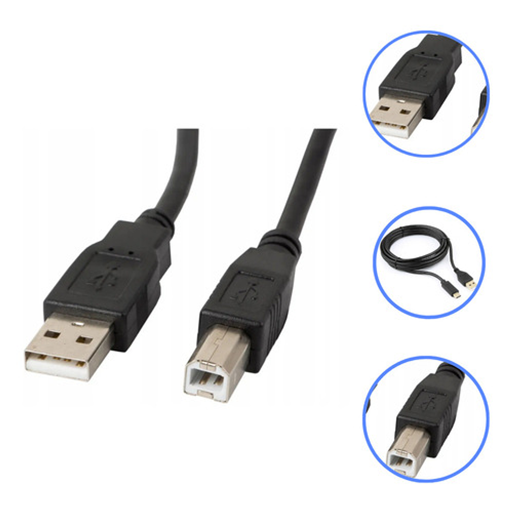 Cable Usb 2.0 Para Impresora Y Scanner A-b 1.5 Metros Color Negro