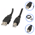 Cable Usb 2.0 Para Impresora Y Scanner A-b 1.5 Metros Color Negro