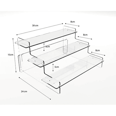 Repisa Acrílica 3 Escalones 30cm La Mejor Calidad! Transparente