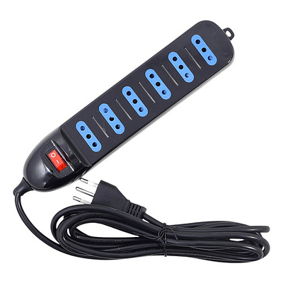 Alargador Eléctrico 6pos 3mt Switch Tm-800100bk Tecmaster Negro