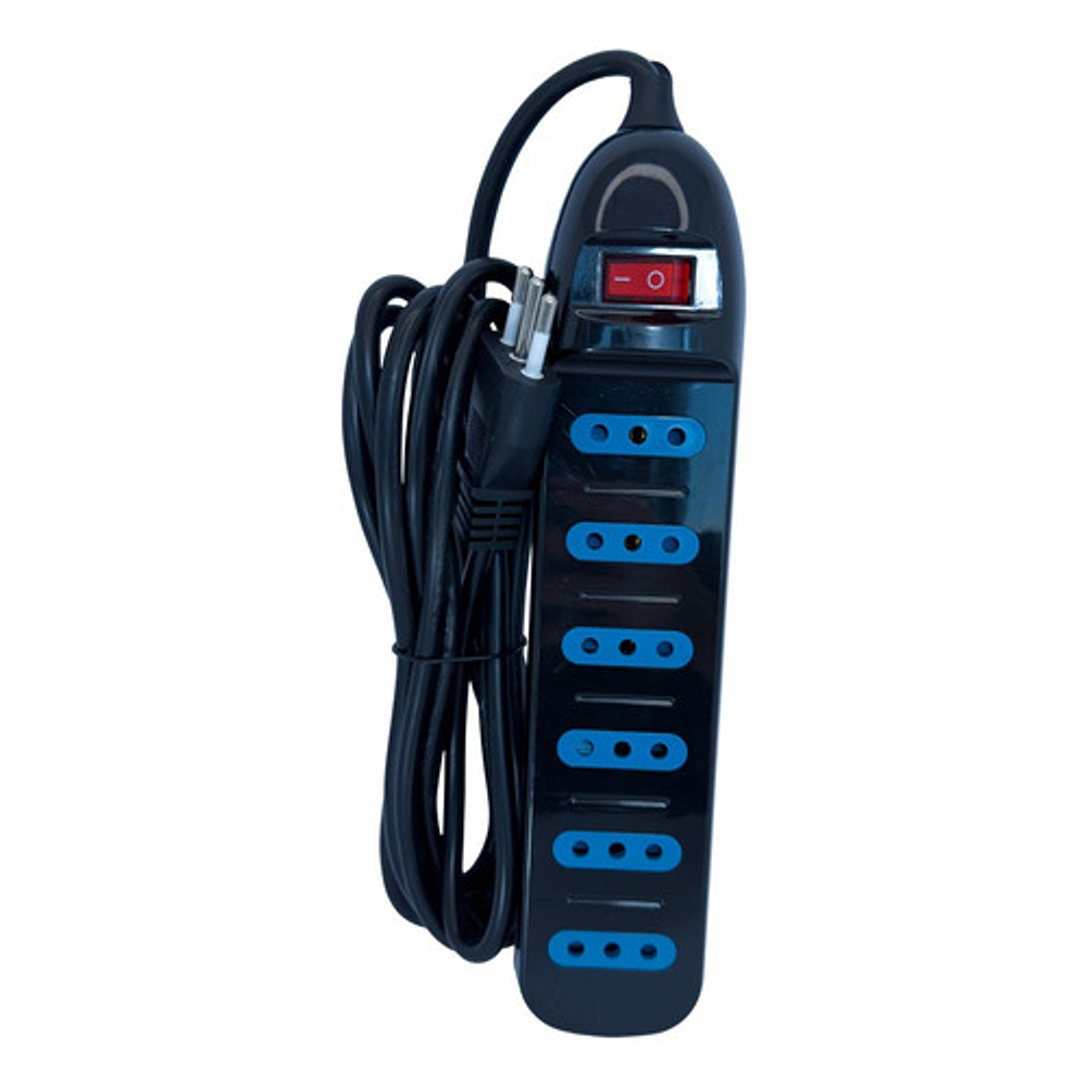 Alargador Eléctrico 6pos 3mt Switch Tm-800100bk Tecmaster Negro