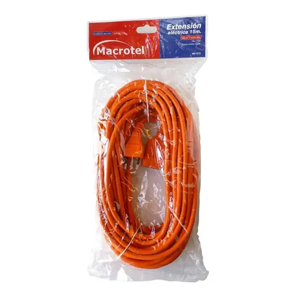 Extensión Eléctrica Macrotel 15 Metros 2500w Naranja