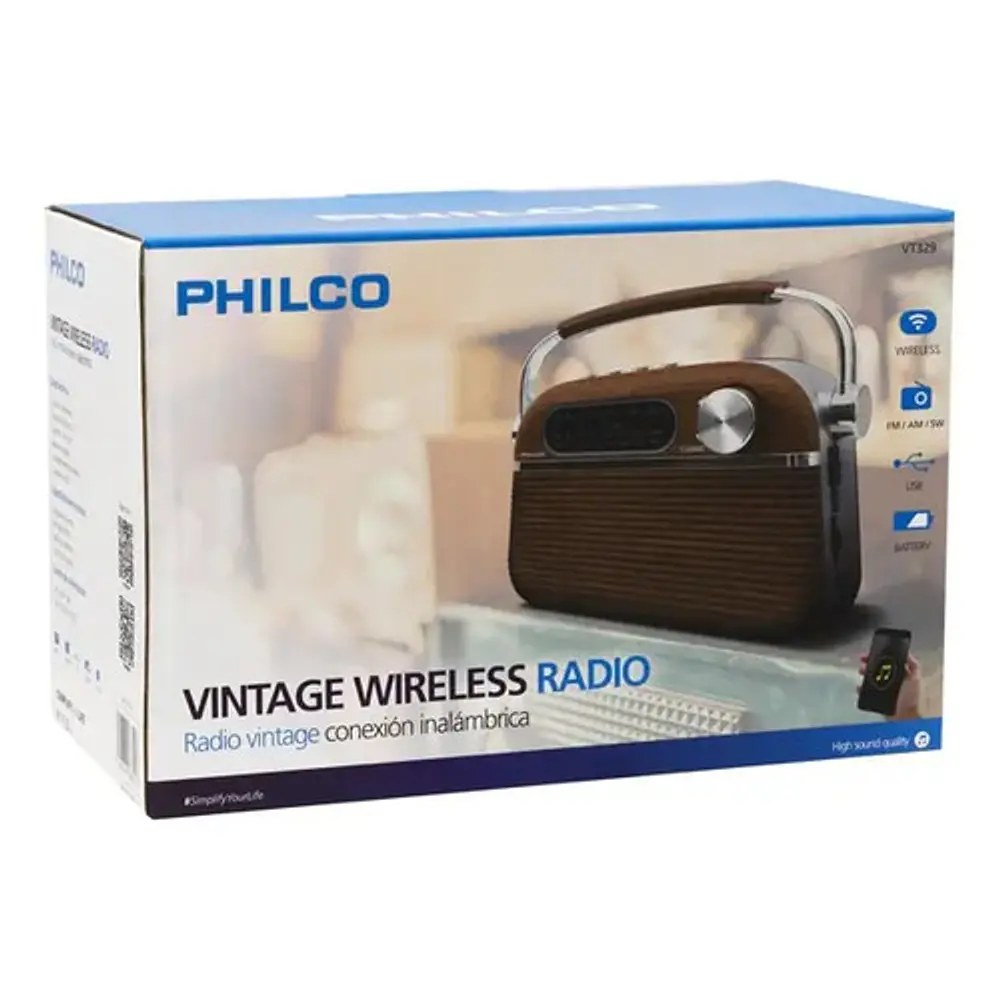 Radio Vintage Am-Fm Bluetooth Usb Philco Vt329