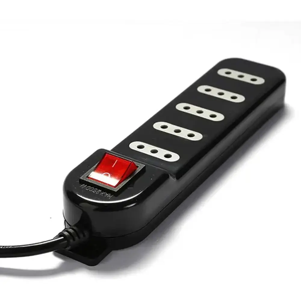 Alargador Zapatilla Macrotel 5 metros 5 posiciones Con Switch Negro