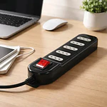 Alargador Zapatilla Macrotel 5 metros 5 posiciones Con Switch Negro