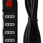 Alargador Zapatilla Macrotel 5 metros 5 posiciones Con Switch Negro
