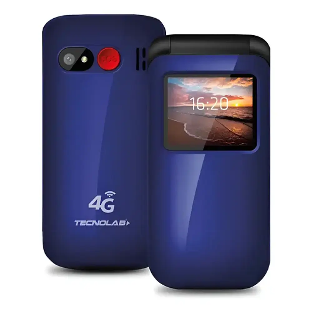 Teléfono Senior Tecnolab 4g Adulto Mayor Almeja Azul TL-456BL