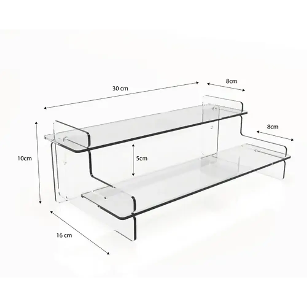 Repisa Acrílica 2 Escalones 30cm Premium