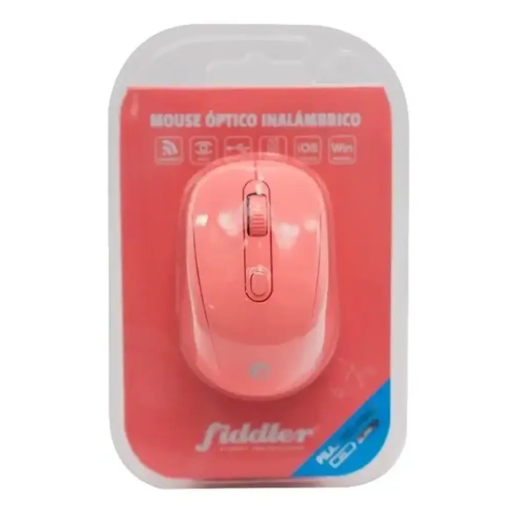 Mouse Inalámbrico Óptico Usb Fiddler Rosado