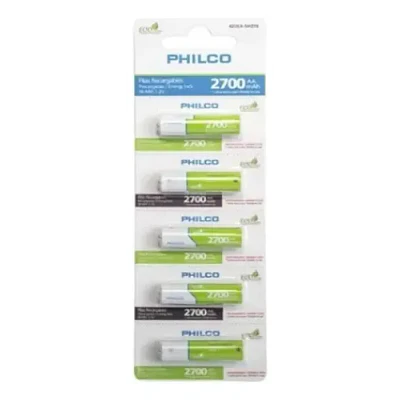Pilas Recargables AA 5 Unidades 2700 Mah Philco