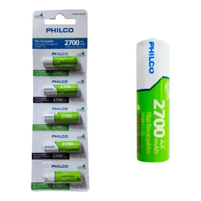 Pilas Recargables AA 5 Unidades 2700 Mah Philco