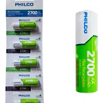 Pilas Recargables AA 5 Unidades 2700 Mah Philco