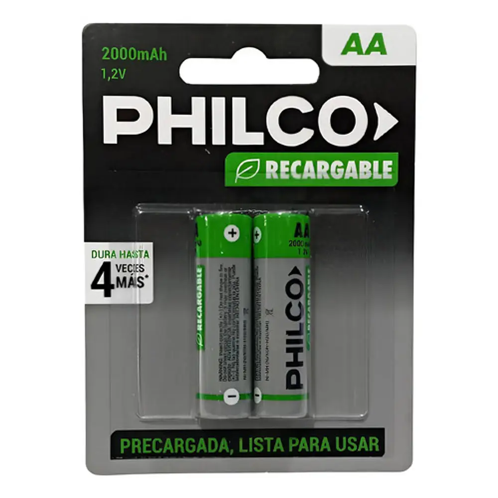 Pilas Recargables AA 5 Unidades 2700 Mah Philco