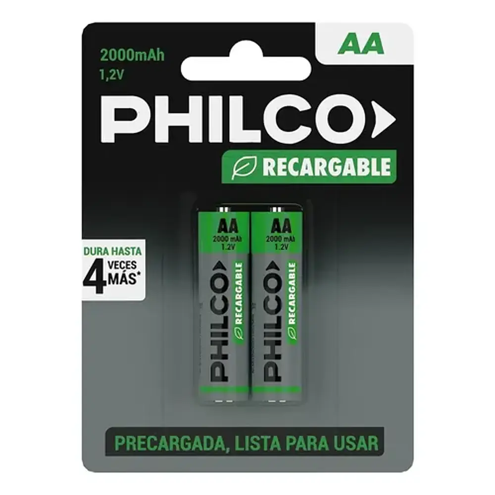 Pilas Recargables AA 5 Unidades 2700 Mah Philco