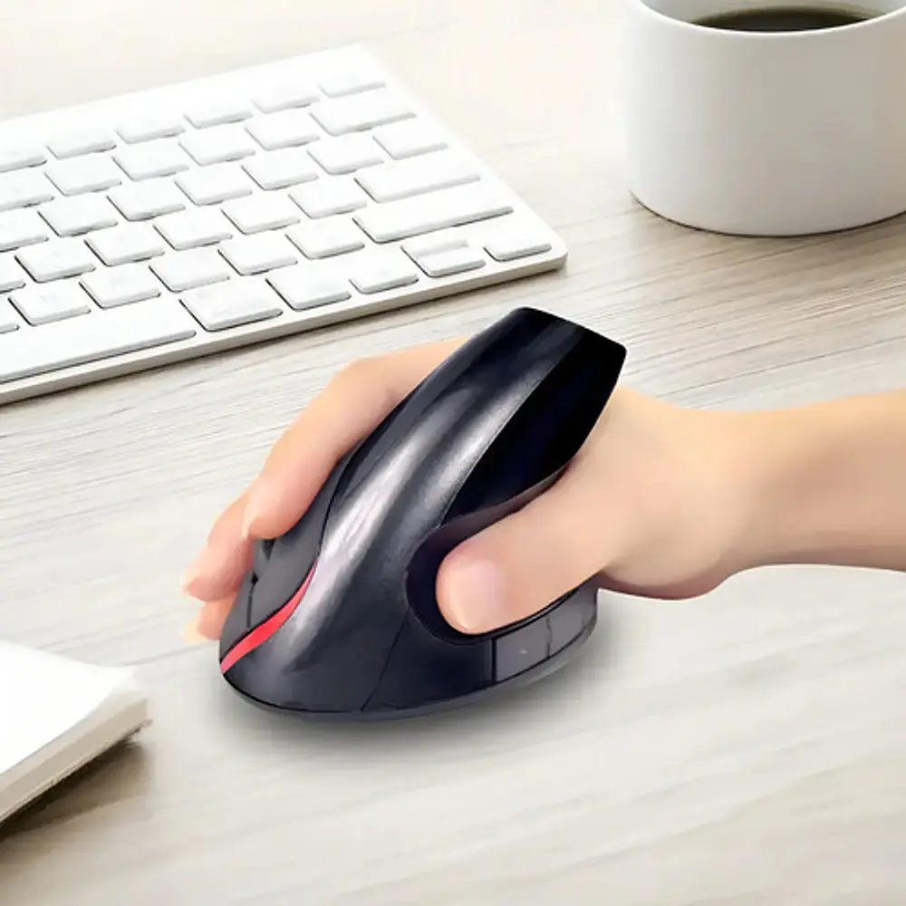 Mouse Vertical Ergonómico Inalámbrico Recargable Tecmaster Negro