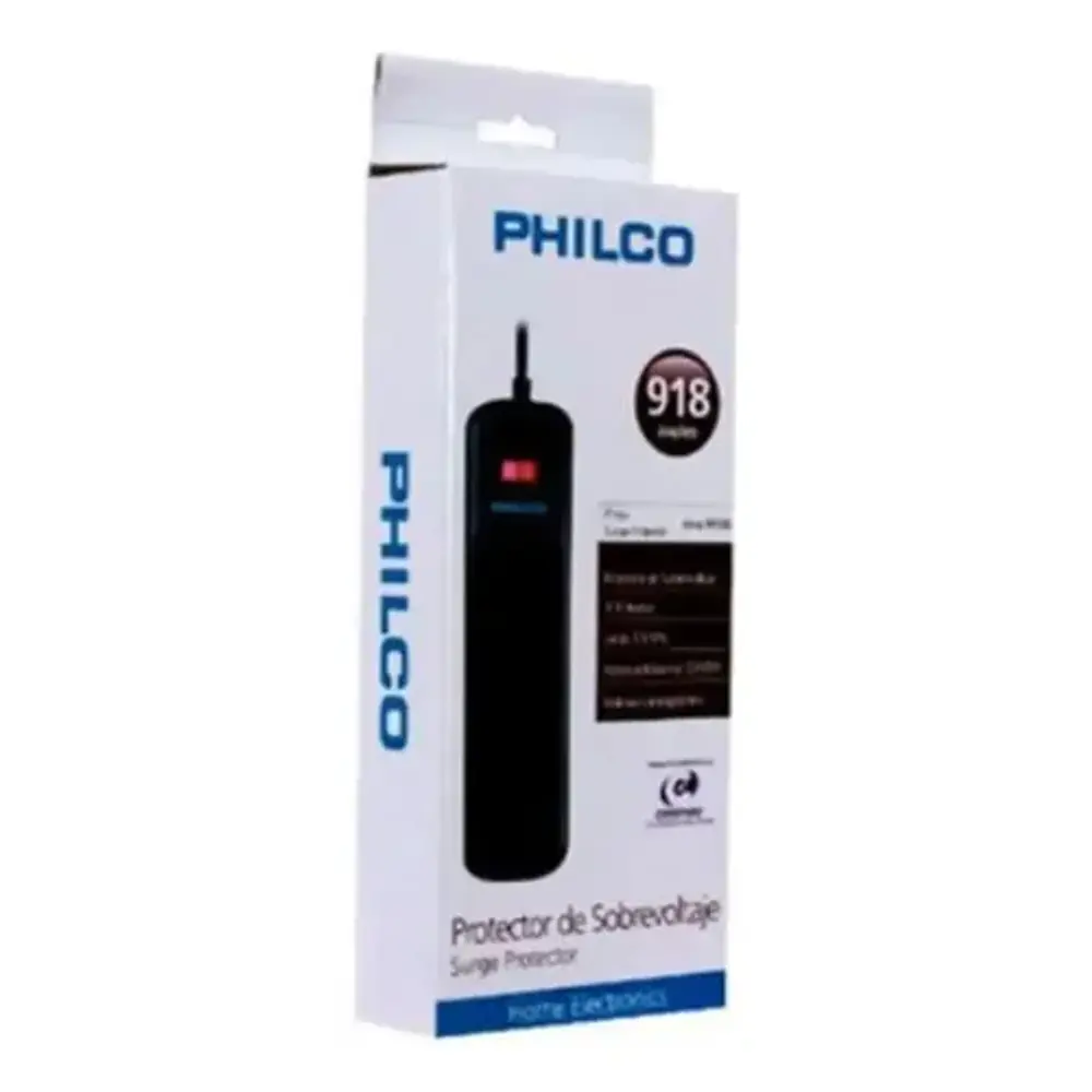 Protector Sobrevoltaje 918 Joules color Negro Philco