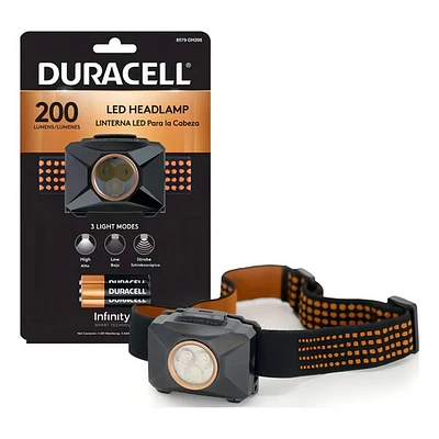 Linterna de Cabeza 200 Lumenes Dh200 Incluye Pilas Negro Duracell
