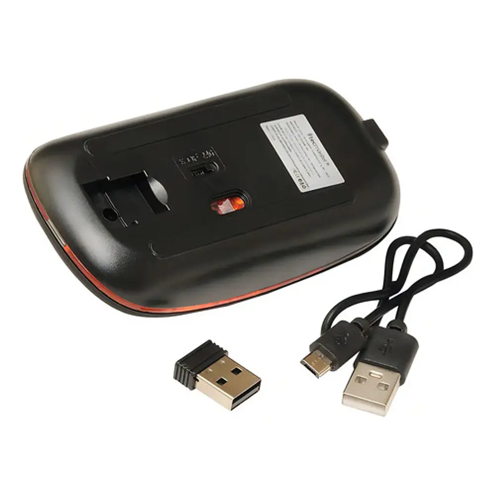 Mouse Inalámbrico Recargable Tecmaster Negro Bluetooth 1600 Dpi