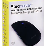 Mouse Inalámbrico Recargable Tecmaster Negro Bluetooth 1600 Dpi