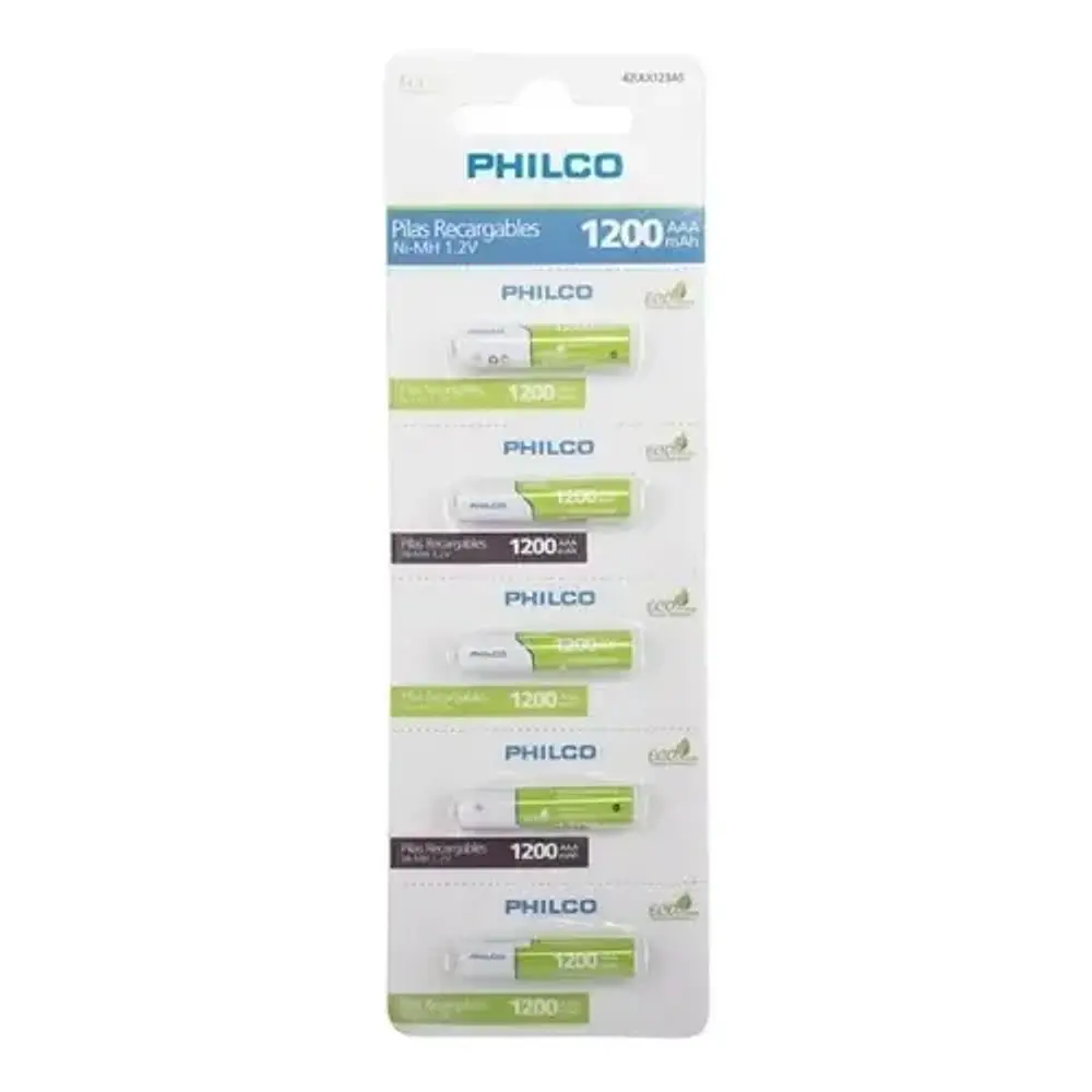 Pilas Recargables AAA Philco 1200mah Tira 5 Unidades