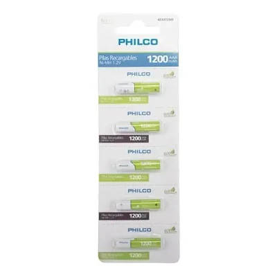 Pilas Recargables AAA Philco 1200mah Tira 5 Unidades