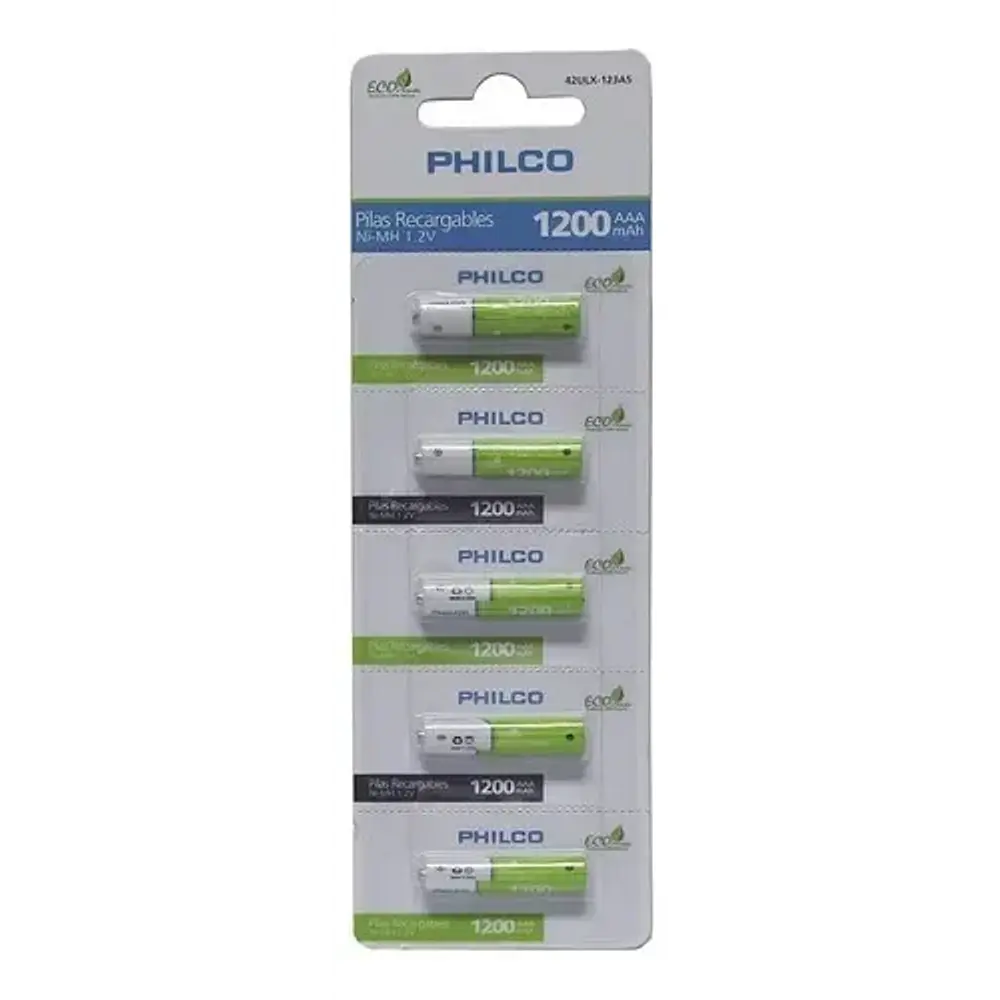 Pilas Recargables AAA Philco 1200mah Tira 5 Unidades