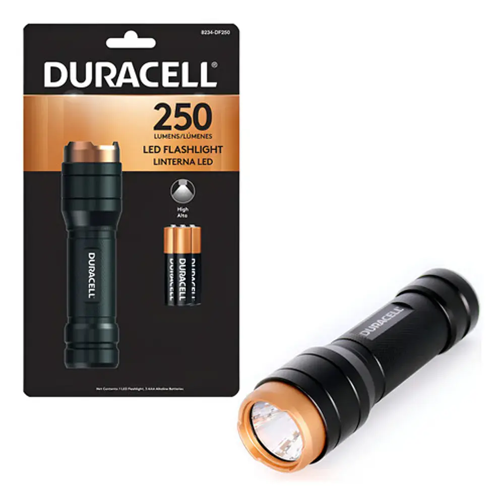 Linterna Aluminio 250 Lumens 3AAA  Negro Duracell