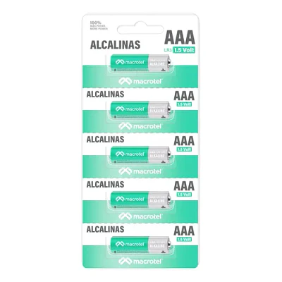 Pilas Alcalinas AAA 5 unidsdes Prepicadas Macrotel