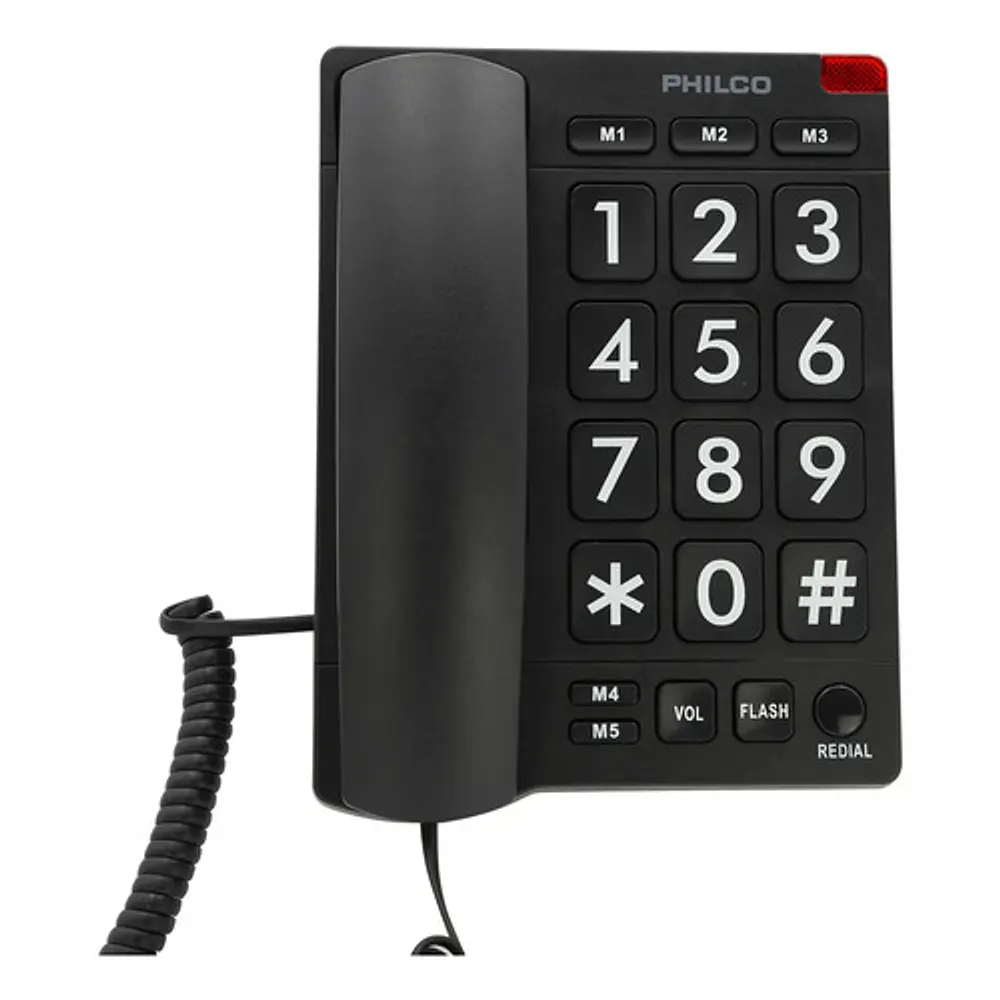 Teléfono de Sobremesa Números Grandes 170bk Negro Philco
