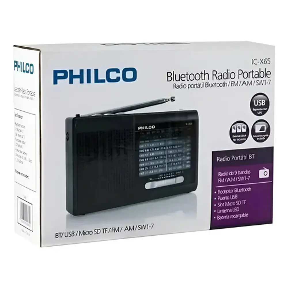 Radio Portatil Multibandas Ic-x65 Negro Philco