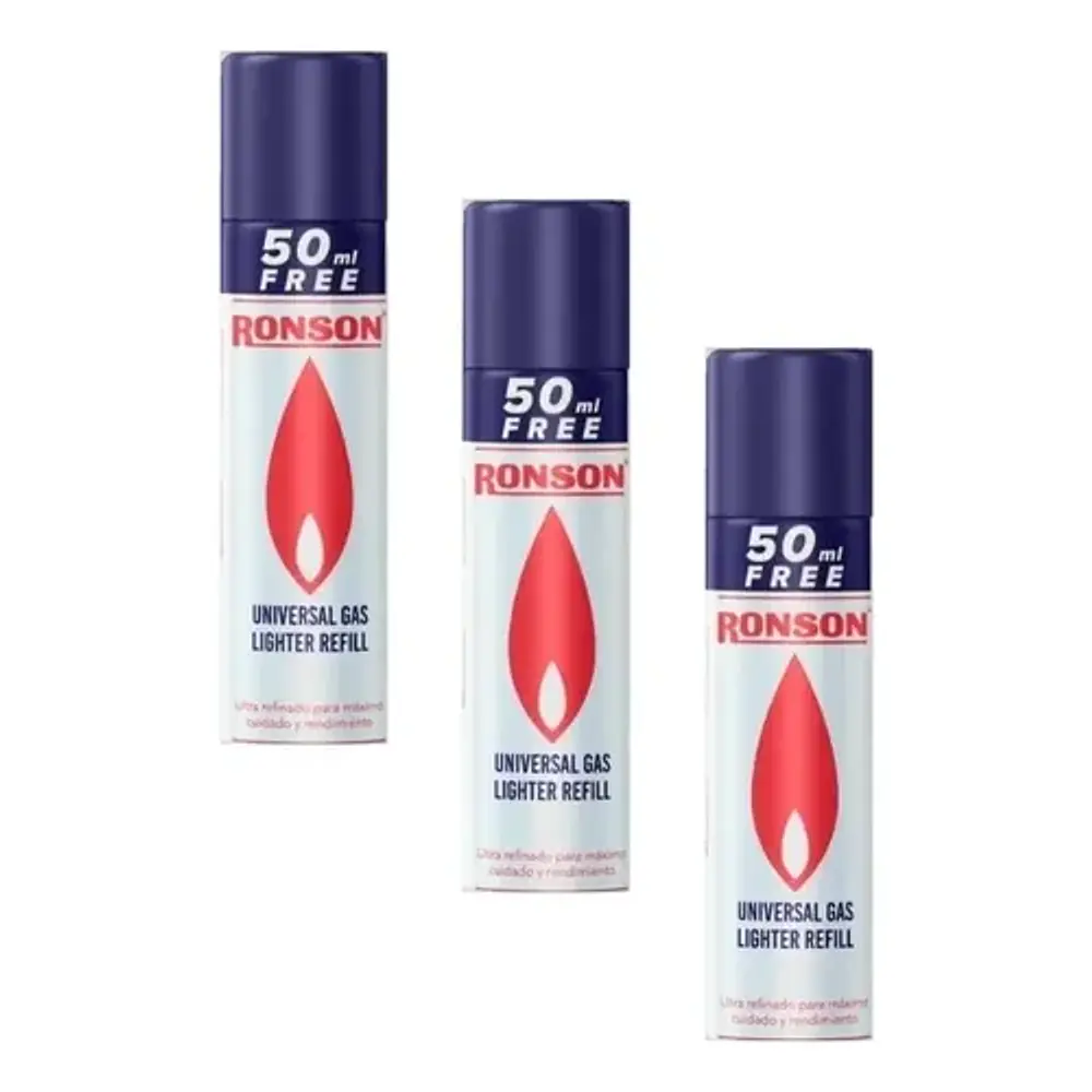 Pack 3 unidades Gas Butano Ronson 300ml Ultrarefinado