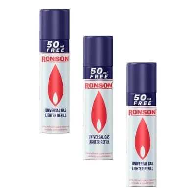 Pack 3 unidades Gas Butano Ronson 300ml Ultrarefinado